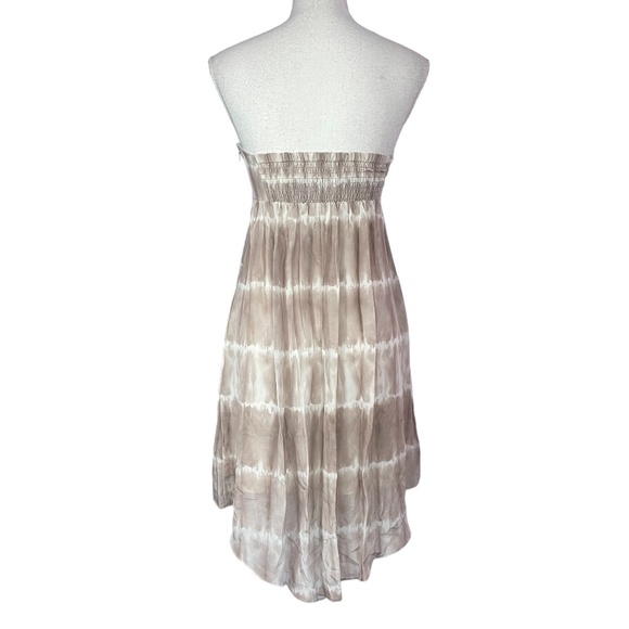 Guess 100% Silk Strapless Dress 2 High-Low Tube Tie-Dye Chiffon Striped Sun - Picture 4 of 14